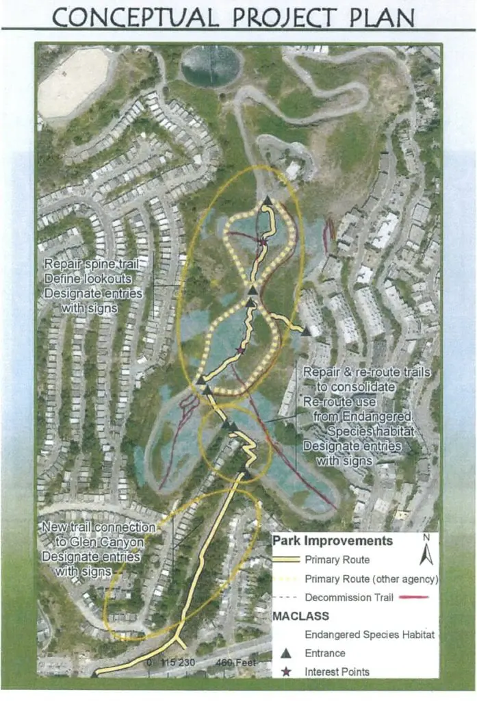 A map showing proposed trail closures on Twin Peaks 