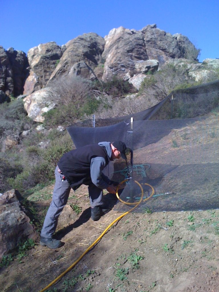 NAP manager Randy Zebell preparing to water Saddle Trail California native plants.