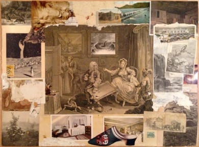 A collage based on the works of Hogarth by Jean Conner of Sussex St.
