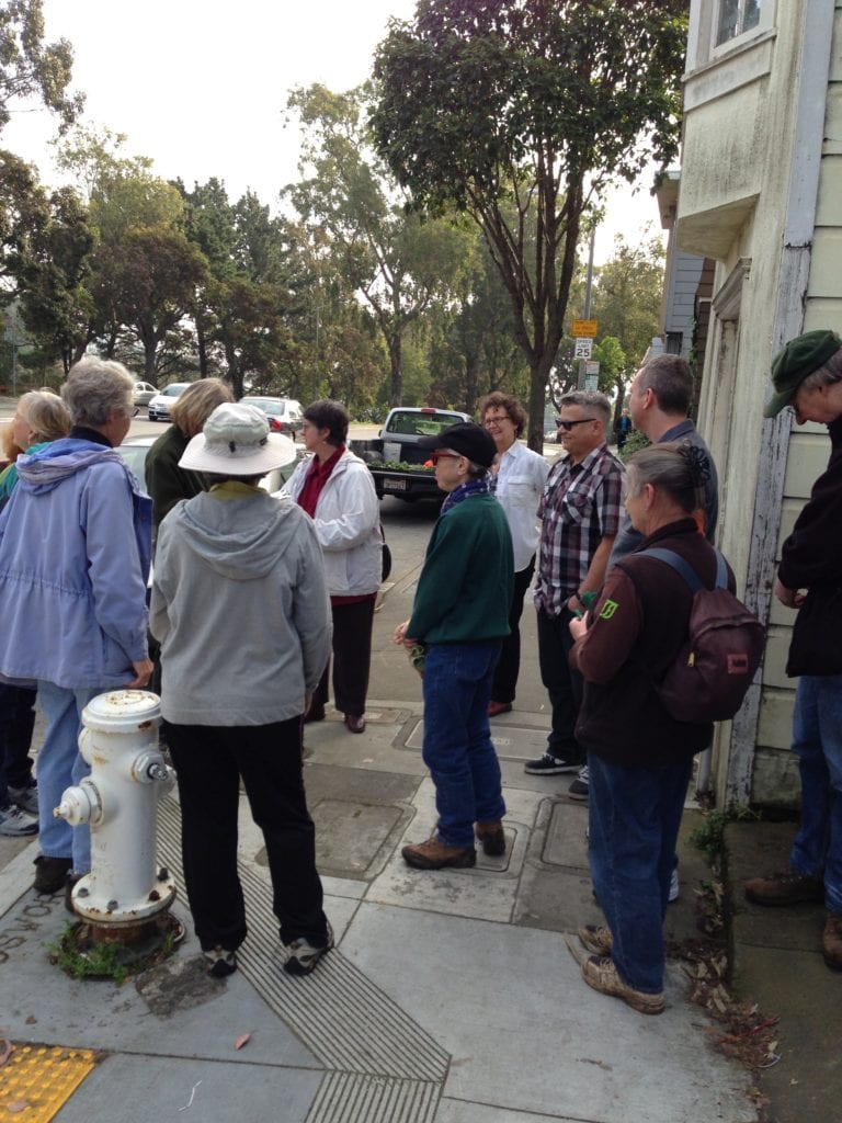 John Priola and his Glen Park Neighbors looking at his Bosworth Garden on February 16, 2013.