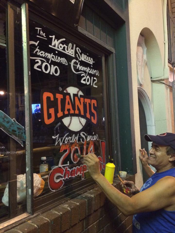 Within an hour of the Giants winning, the Glen Park Station received new artwork celebrating the Giants win. Photo: Andrew Greenstein).