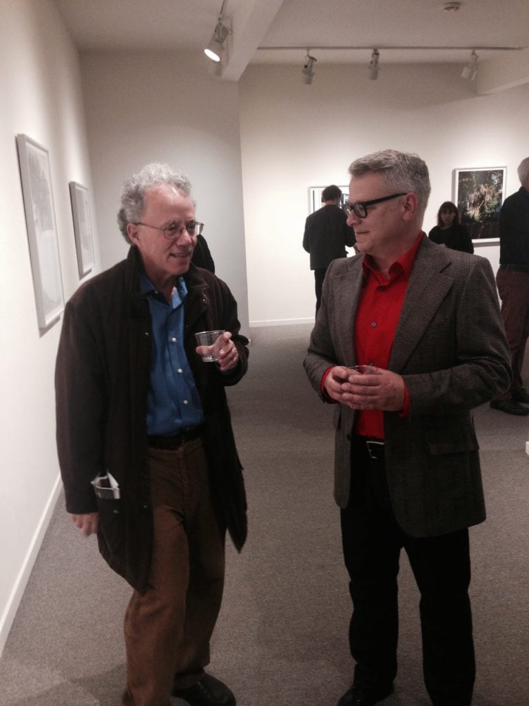 Glen Park Association president Michael Rice talking with John Priola 