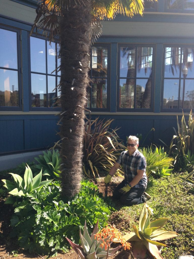 John Priola volunteering at Sunnyside Conservatory - May 10, 2014