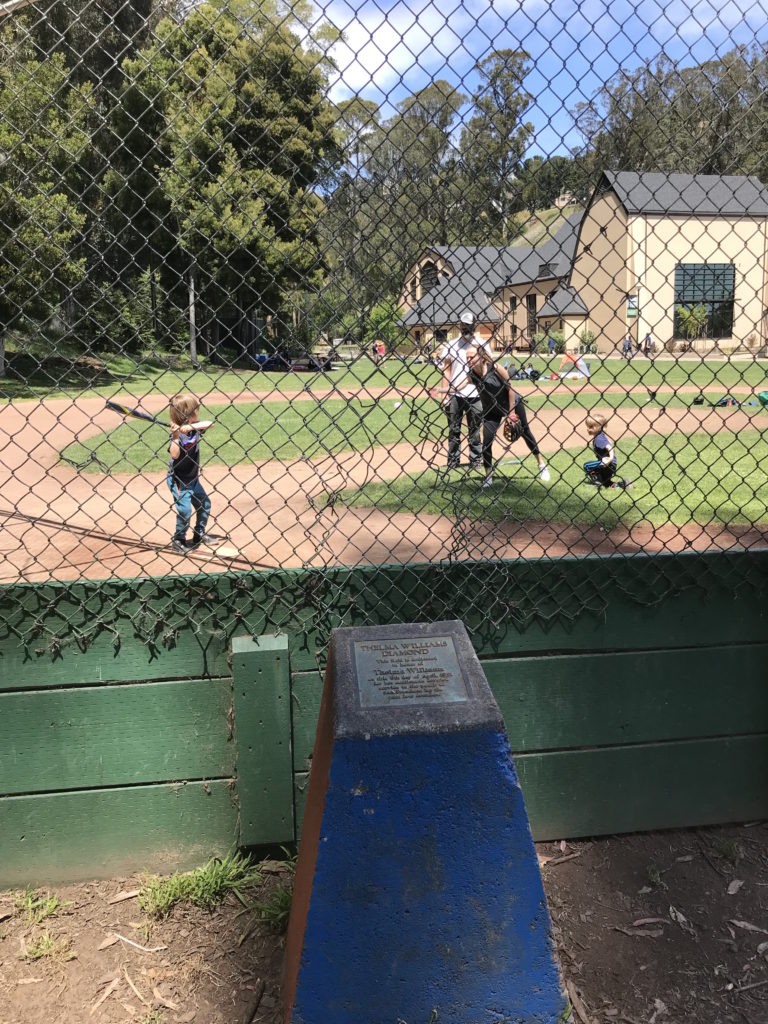 Kids playing baseball at Glen Canyon park