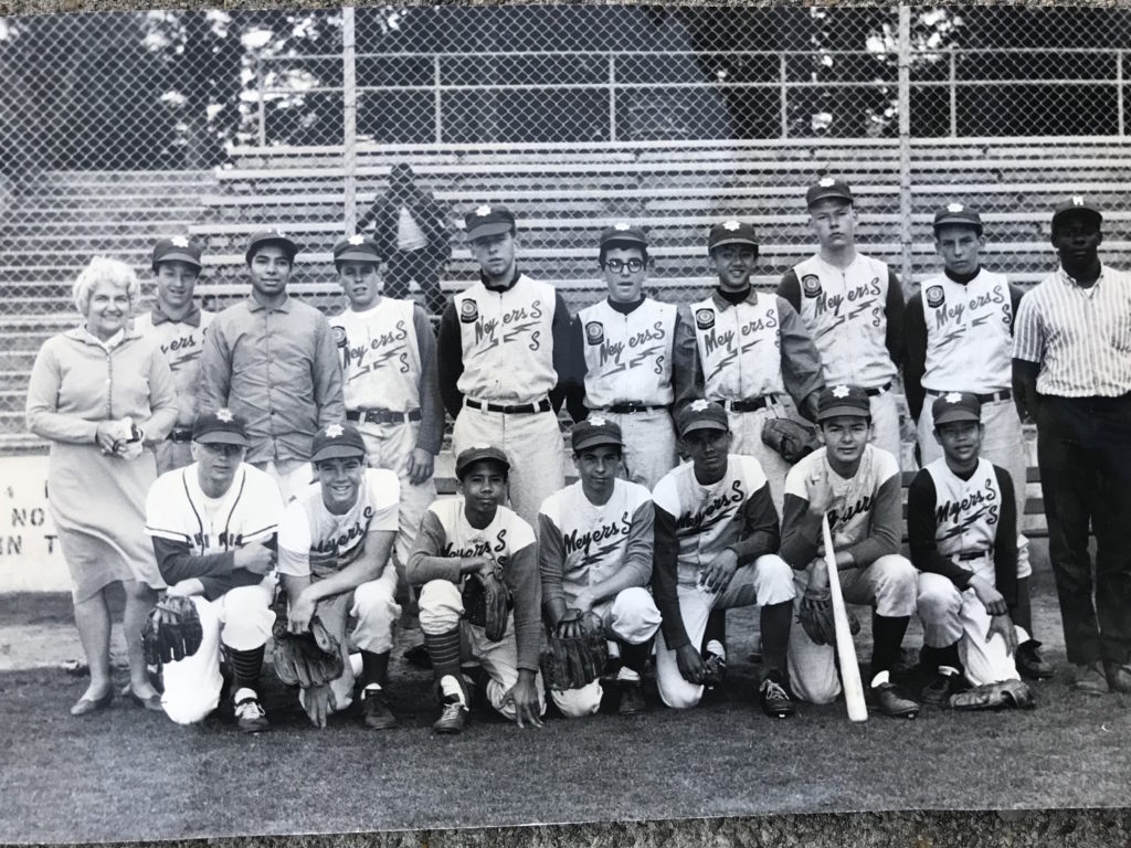 Thelma Williams with her Myers Safety Switch Little League team