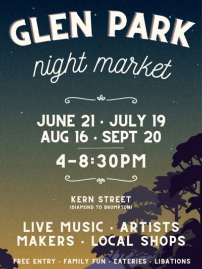We’re thrilled to announce an exciting new neighborhood event
- the Glen Park Night Market!
Located on Kern Street and the Kern Street Parking Lot. 

Produced by Art Walk SF, the Night Market will take place on the 3rd Saturday of each month from 4:00 PM to 8:30 PM on the following dates: JUNE 21, JULY 19, AUGUST 16, and SEPTEMBER 20.

There will be artists, makers, performers, DJs, a Kids Zone, a libations tent, and more!!

Let’s celebrate Summer and Glen Park!! See you all there! 

This event is made possible @civic_joy_fund !

#freeevent #familyfriendly @glenparkassociation @glen_parkmerchantssf @artwalksf_ #glenparknightmarket @refuserefusesf